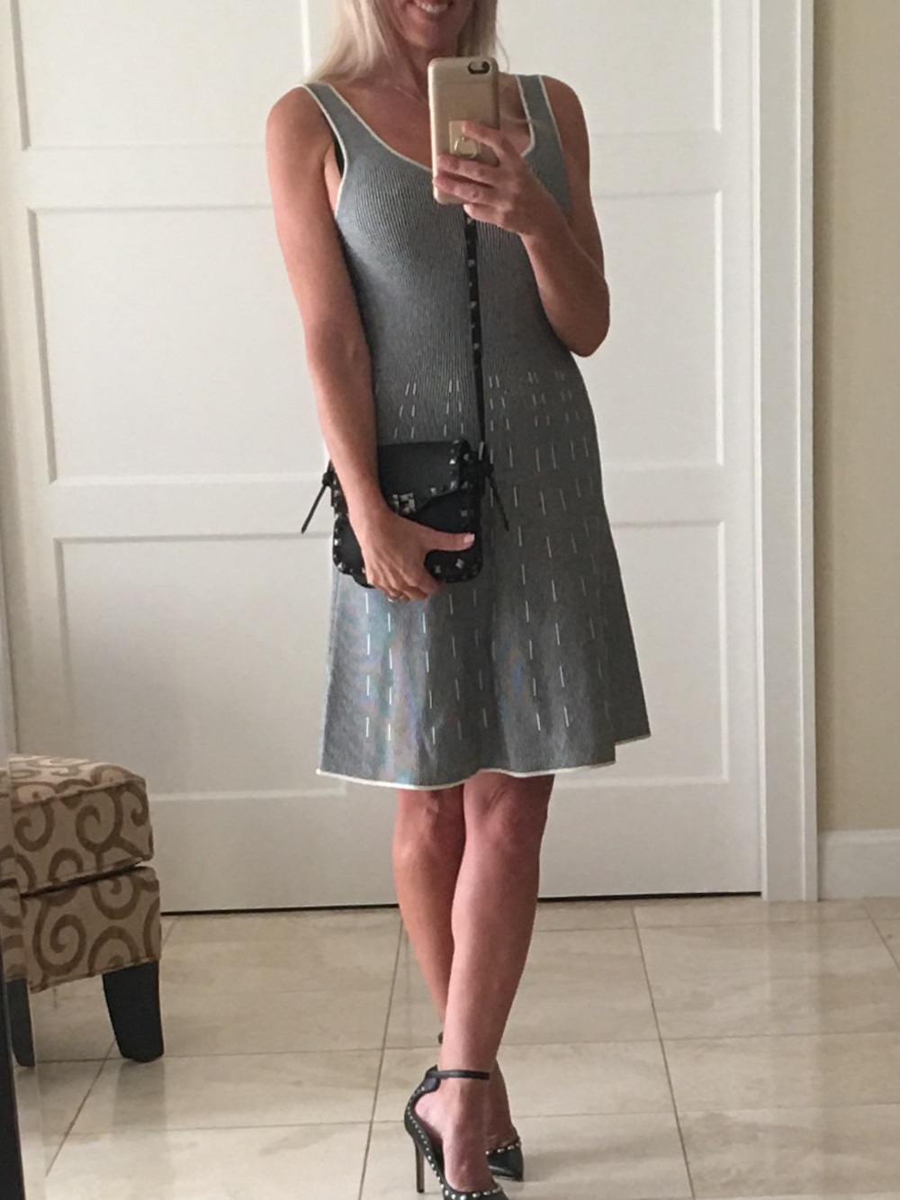 Theory Gray Sleeveless Knit Midi Dress Size Small